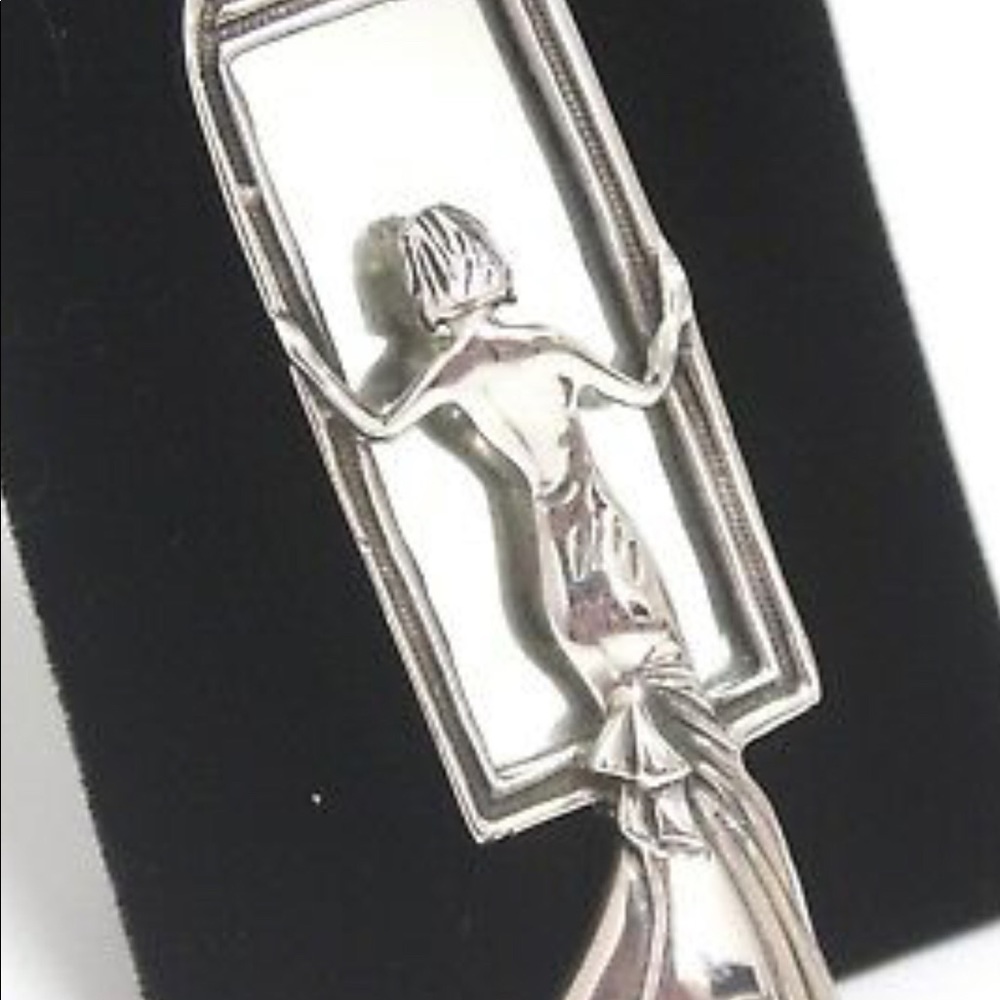 Vintage 925 art deco woman Mirror brooch